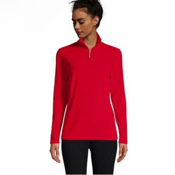 Brand New Women’s Lands’ End Red Half Zip Fleece Pullover, Size L / P - Picture 6 of 9